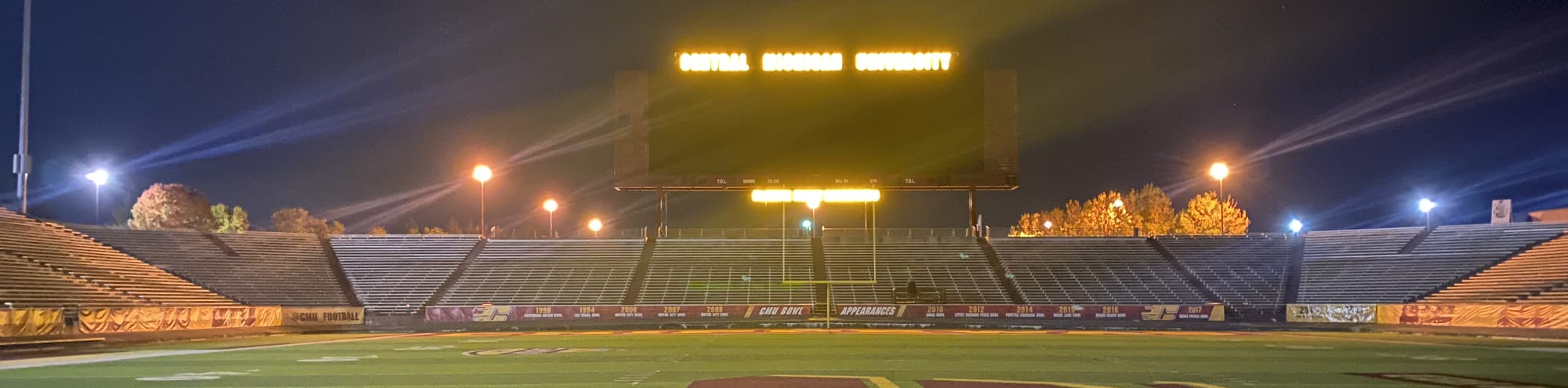 empty football stadium at night under the lights Winston-Salem