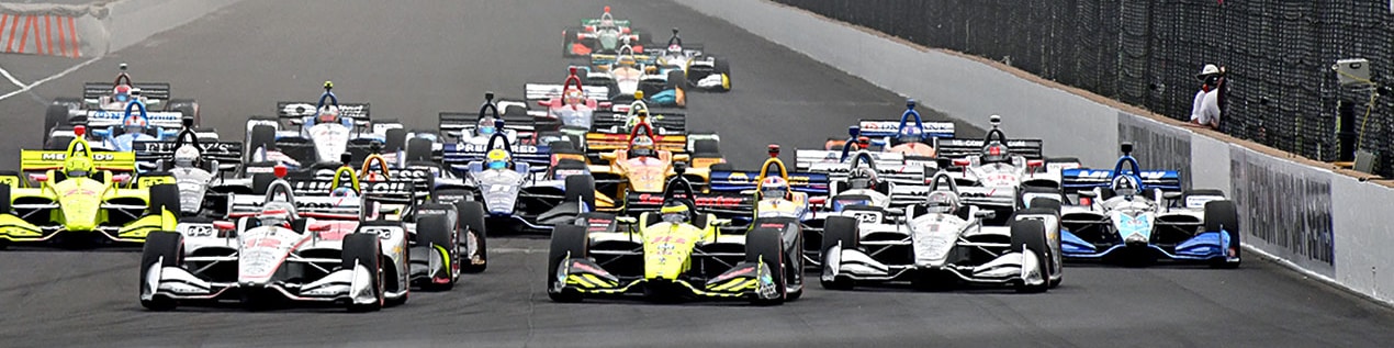indy cars racing to through the start line Winston-Salem